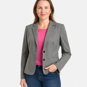 Ann Taylor Light Gray 2-Button Tailored Blazer Jacket Size 10